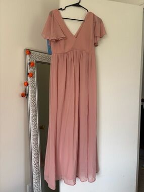 Birdy Grey Blush Maxi Dress with Flutter Sleeves